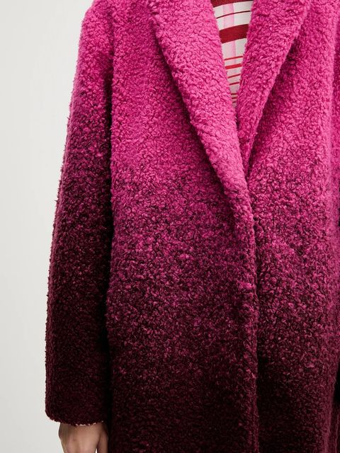 Desigual płaszcz z domieszką wełny ICECREAM kolor różowy 25WWEW64