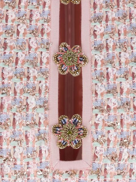 Valentino Garavani embellished-button tweed mini dress - Pink