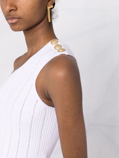 Balmain asymmetric button detail top - White