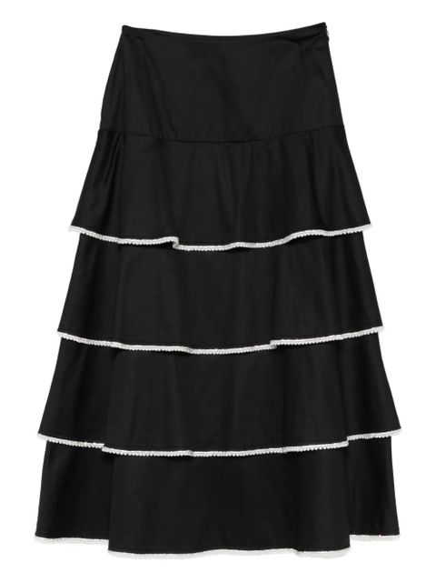 SANDRO tiered-design embellished midi skirt - Black - zdjęcie produktu nr 1