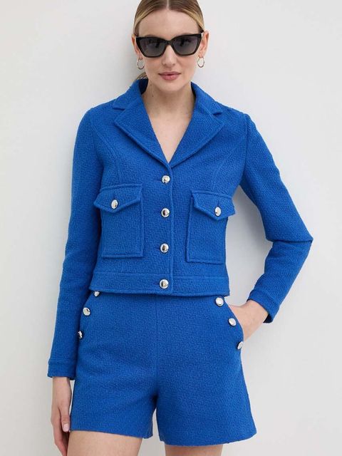 Morgan szorty SHALA.F damskie kolor niebieski gładkie high waist