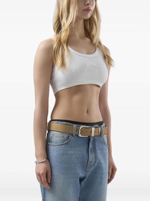 GCDS logo-embroidered crop top - White