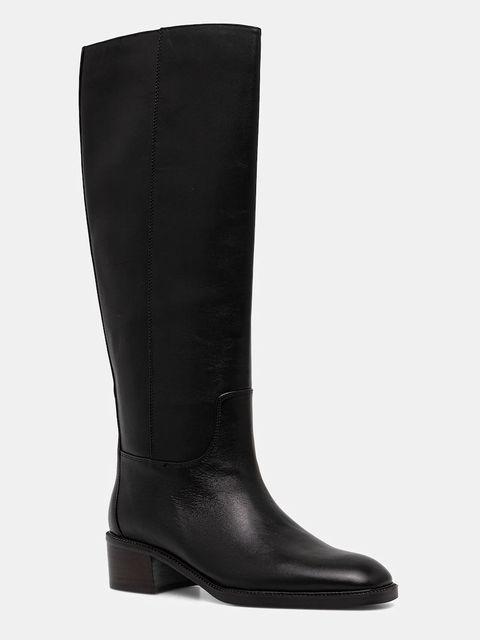 Jeffrey Campbell kozaki skórzane LADA kolor czarny na płaskim obcasie U321-N01-007 - zdjęcie produktu nr 1