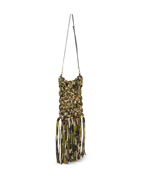PUCCI knotted fringed shoulder bag - Green