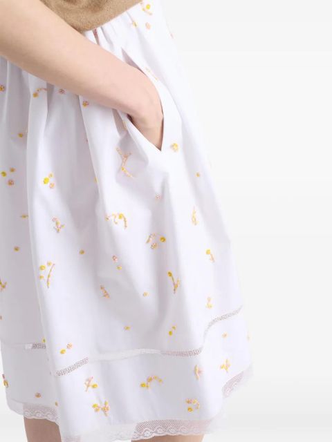 Prada embroidered poplin skirt - White