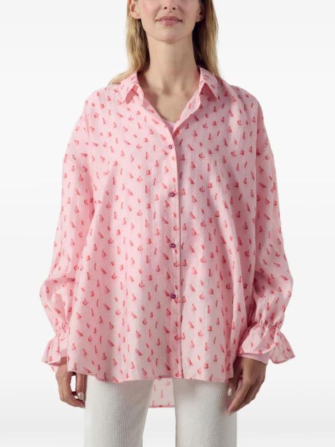 American Vintage sailboat-print ruffled shirt - Pink