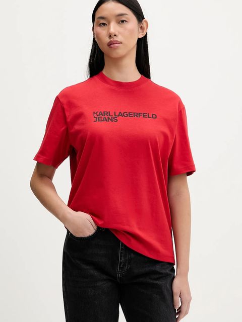 Karl Lagerfeld Jeans t-shirt bawełniany damski kolor czerwony A1W17005 - zdjęcie produktu nr 1