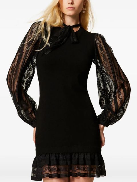 TWINSET lace short knit dress - Black - zdjęcie produktu nr 2