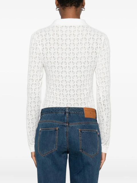 PINKO lace-panel polo bodysuit - White