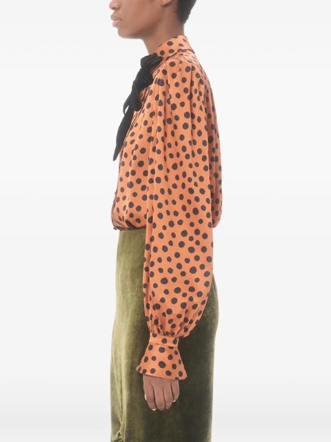Valentino Garavani crepe satin shirt with Plus de Pois Dalmata print - Orange