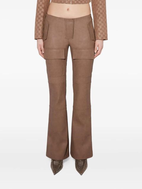 MISBHV faux-leather bootcut moto trousers - Brown