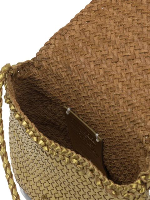 DRAGON DIFFUSION Mini city woven leather shoulder bag - Gold
