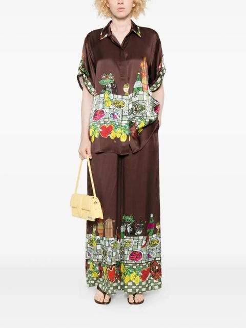 ALEMAIS drawstring-waist printed trousers - Brown