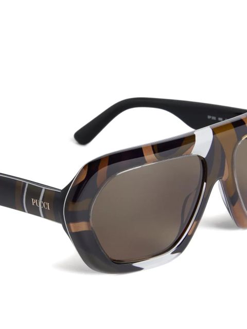 PUCCI Marmo geometric sunglasses - Brown
