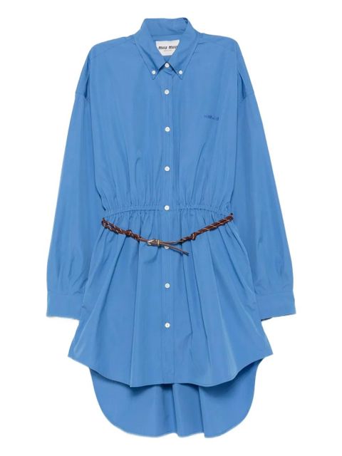 Miu Miu belted cinched shirt mini dress - Blue - zdjęcie produktu nr 1