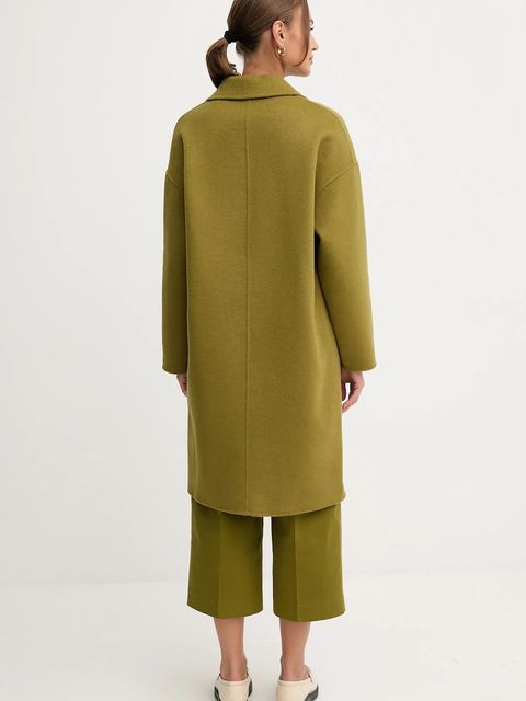 United Colors of Benetton płaszcz z wełną kolor zielony 28F7DN082