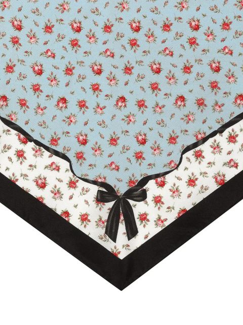 Dolce & Gabbana floral-print bow scarf - Blue - zdjęcie produktu nr 2