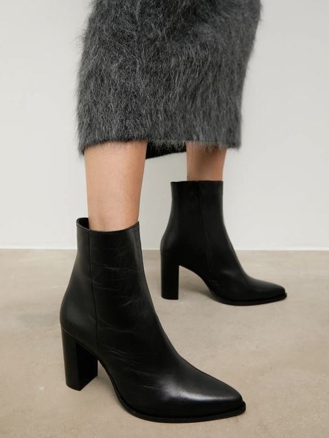 Answear.LAB botki skórzane kolor czarny na słupku - zdjęcie produktu nr 2