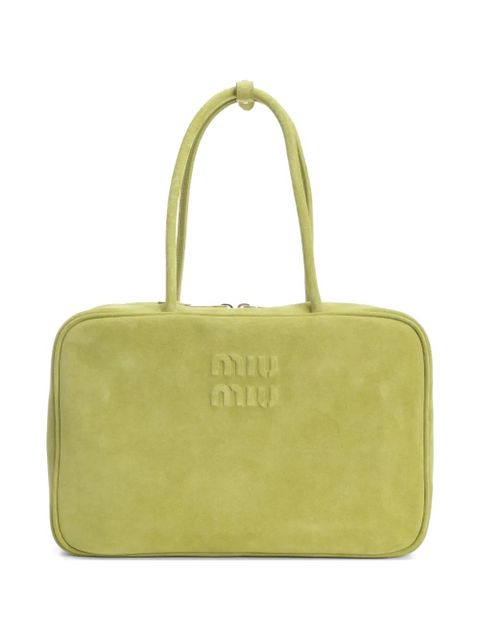 Miu Miu Beau embossed-logo tote bag - Green - zdjęcie produktu nr 1