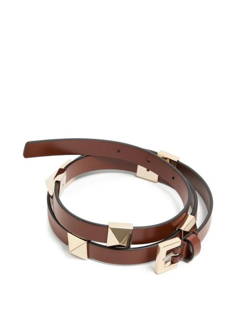 Valentino Garavani Rockstud Fierce shiny calfskin belt 15mm - Brown - zdjęcie produktu nr 2