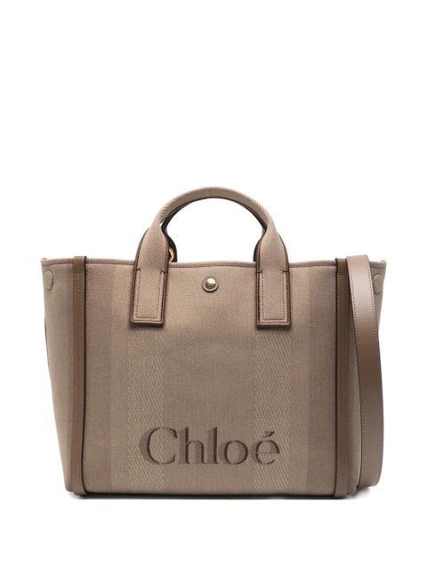 Chloé Carry embossed stripe tote bag - Neutrals - zdjęcie produktu nr 1
