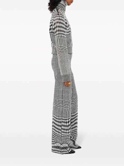Burberry warped houndstooth jacquard wool-blend trousers - Black