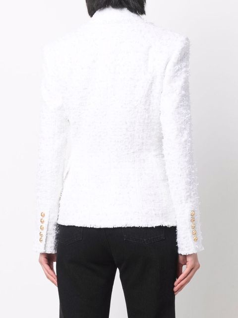 Balmain frayed-texture double-breasted jacket - White