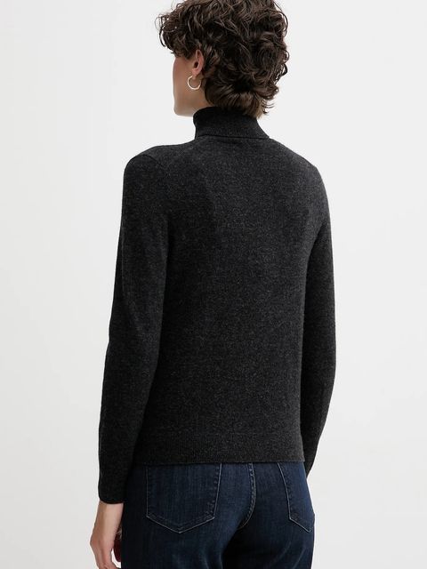 United Colors of Benetton sweter wełniany damski kolor szary z golfem 1002D2348 - zdjęcie produktu nr 2