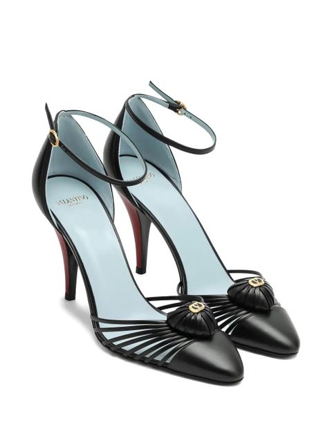 Valentino Garavani 85mm strapped heart-detail heeled pumps - Black - zdjęcie produktu nr 2
