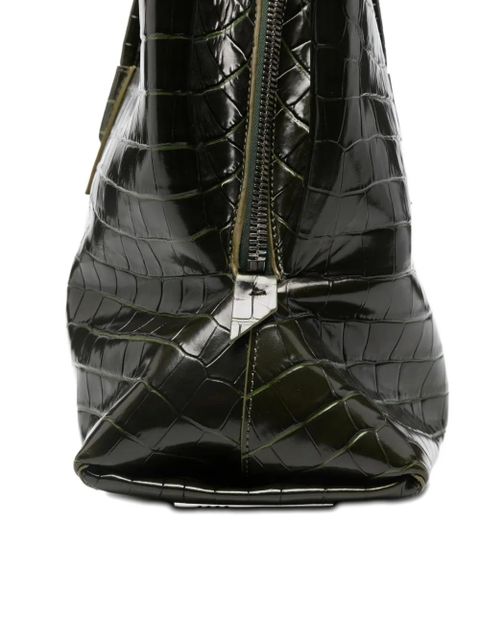 The Attico La Passeggiata croc embossed medium tote bag - Green