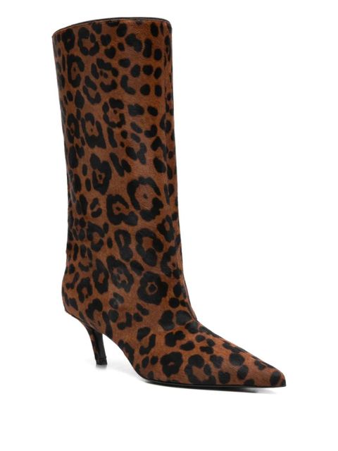 Amina Muaddi 60mm Fiona pointed-toe boots - Brown