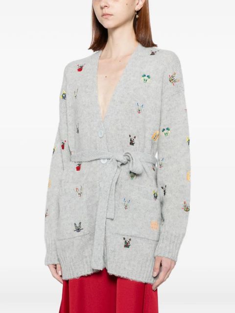 LOEWE animal-embroidered cardigan - Grey - zdjęcie produktu nr 2