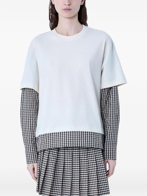 Moncler check-pattern layered T-shirt - Neutrals - zdjęcie produktu nr 1