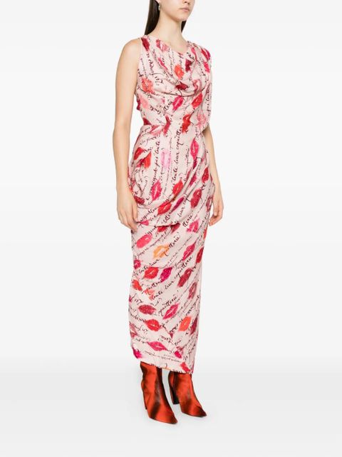 Vivienne Westwood kiss-print draped dress - Pink