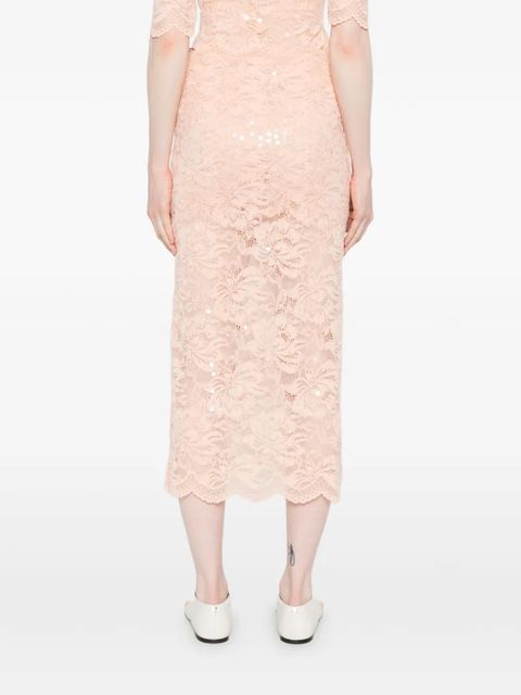 Rabanne sequin lace midi skirt - Orange