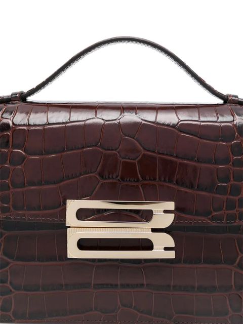Victoria Beckham embossed-crocodile shoulder bag - Brown