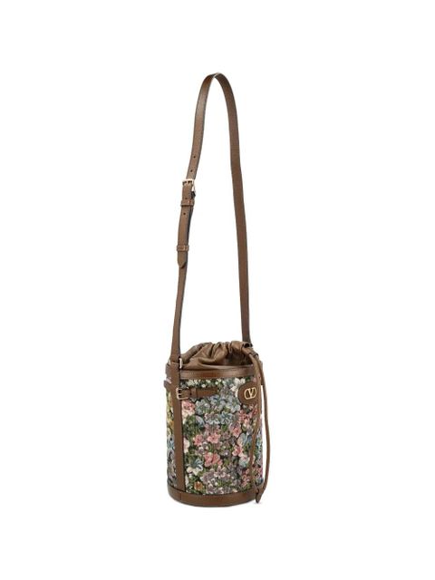 Valentino Garavani Vlogo floral-print bucket bag - Brown - zdjęcie produktu nr 1