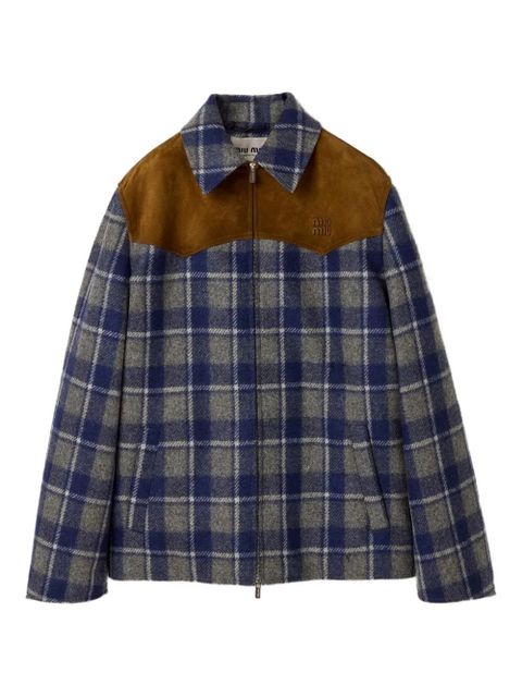 Miu Miu check-pattern jacket - Blue - zdjęcie produktu nr 1