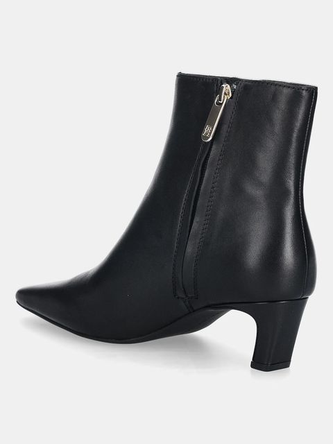 Tommy Hilfiger botki skórzane SQUARE TOE KITTEN BOOTIE damskie kolor czarny na słupku FW0FW08768