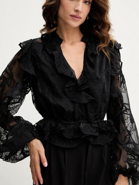 Bardot bluzka damska kolor czarny z aplikacją 59896TB2