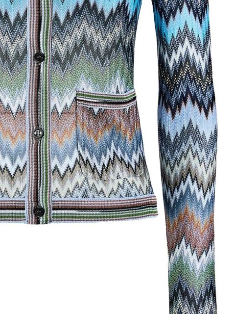 Missoni button-fastening patch-pockets patterned cardigan - Blue - zdjęcie produktu nr 2