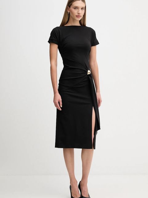 Sandro Ferrone sukienka kolor czarny midi rozkloszowana S23YBFBOMBO