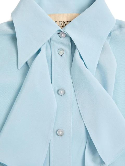 Valentino Garavani scarf-detail crepe de chine shirt - Blue