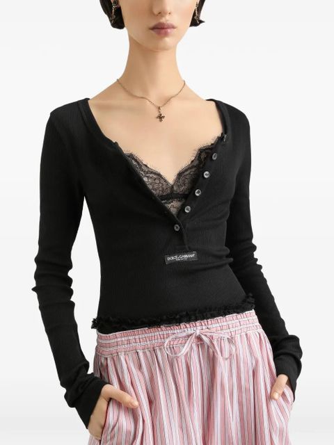 Dolce & Gabbana buttoned long-sleeve T-shirt - Black