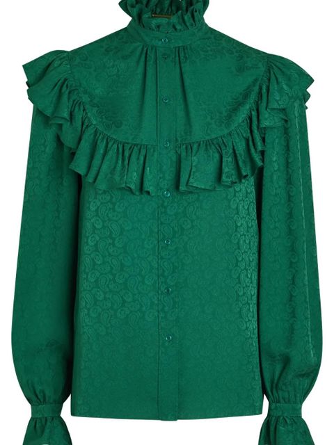 Saint Laurent ruffled paisley shirt - Green - zdjęcie produktu nr 2