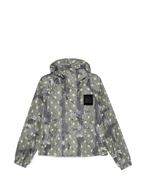 GANNI floral-print hooded jacket - Grey - zdjęcie produktu nr 1