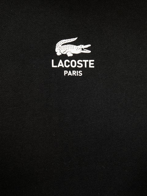 Lacoste bluza bawełniana kolor czarny z kapturem z nadrukiem SH2740