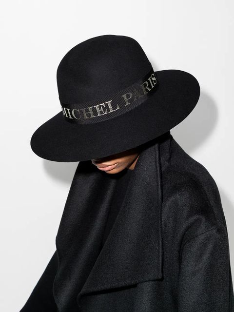 Maison Michel Virginie logo-tape fedora hat - Black - zdjęcie produktu nr 2