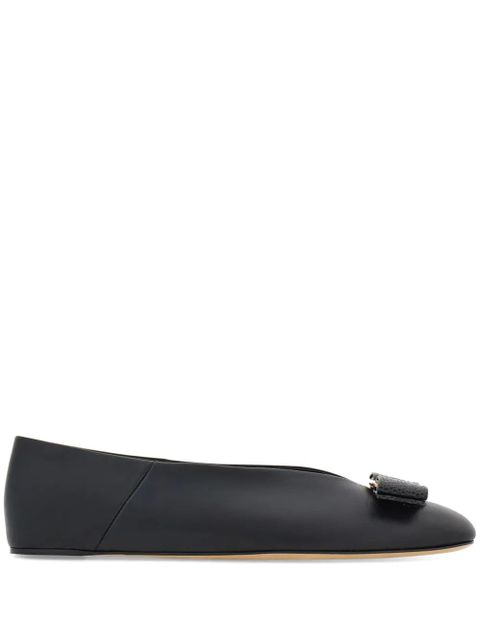 Ferragamo Vara leather ballerina shoes - Black - zdjęcie produktu nr 1