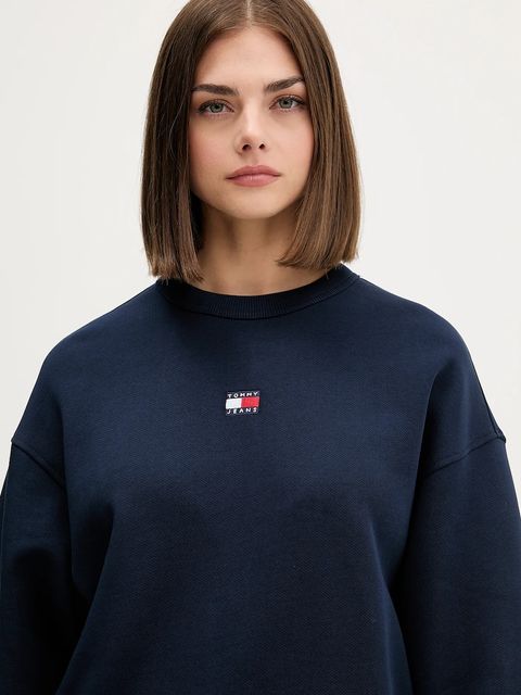 Tommy Jeans bluza bawełniana damska kolor granatowy z aplikacją DW0DW17325